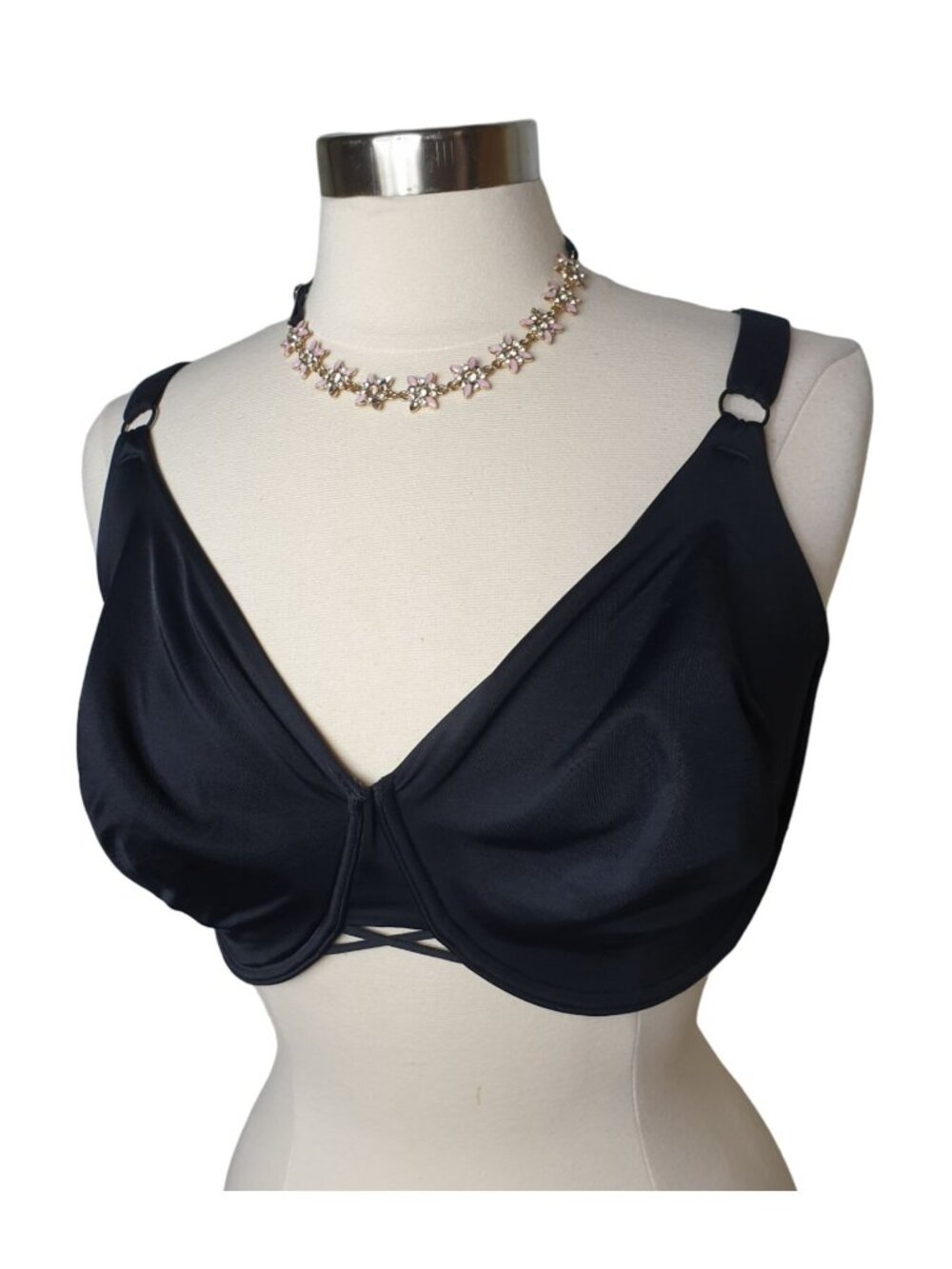 Vanity Fair Womens 42DDD Full Figure Black Back Lift Radiant Smooth 42F